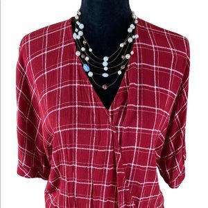Easel Red/White Checked Top